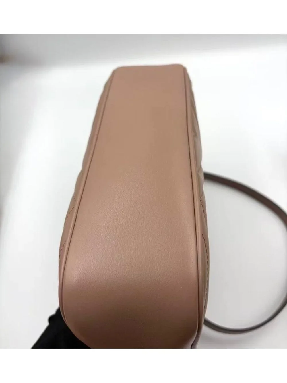 Pre-owned Gucci Matelasse GG Marmont Chain Calfskin Small Crossbody Bag Porcelai